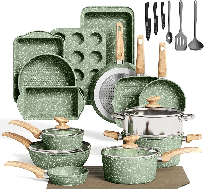 MAISON ARTS Pots and Pans Set Non Stick, 30 Piece Kitchen Cookware & Bakeware by MAISONARTS