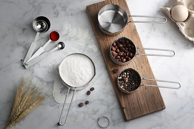 New Star Foodservice 42917 Stainless Steel 8-Piece Measuring Cups and Spoons - Image 2