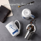 AmorArc Porcelain Tea Mug with Infuser and Lids, 18 Oz Large Cup Strainer with - Image 4
