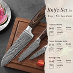 Wakoli EDIB 3-Piece Damascus Kitchen Knife Set in Wooden Gift Box, Razor Sharp - Image 6