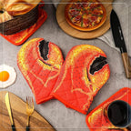 4 Pcs Lobster Claw Oven Mitts and Pot Holders Quilted Cotton Lining Design Heat - Image 7