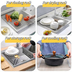 Roll Up Dish Drying Rack, 21.3" x 15.8" Over The Sink Dish Drying Rack - Image 5