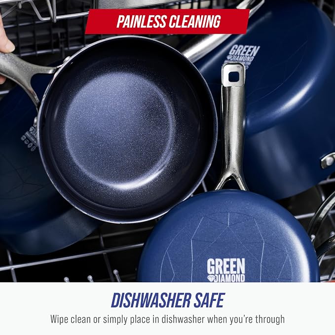 Blue Diamond 10 Piece Nonstick Cookware Set, Diamond Ceramic Pots & Pans - Image 7