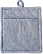 DII 100% Cotton Solid Chambray Kitchen Set, Potholders, 2 Piece - Image 2