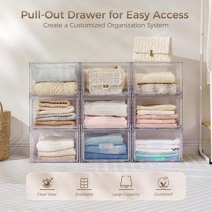 Vtopmart 2 Pack 18QT Clear Stackable Storage Drawers, Easily Assemble Closet - Image 5