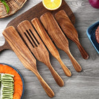 5Pcs Wooden Spurtle Set, Natural Acacia Wood Kitchen Utensils Set - Image 6