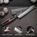 Japanese Chef Knife, 8 Inch VG10 Damascus Kitchen Knife, Professional Black - Image 5