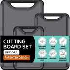 Cutting Boards for Kitchen, Plastic Cutting Board Set of 3, Dishwasher Safe by JulyHome