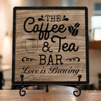Coffee Bar Sign, Love is Brewing Farmhouse Tabletop Decor, Coffee and Tea Lover by TIRYWT