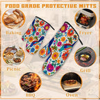 Colorful Bird Oven Mitts and Pot Holders, Flowers Mexican Style Heat Resistant - Image 5