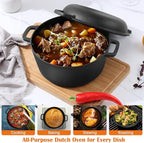 E-far 5QT Dutch Oven for Bread Baking, 2-IN-1 Cast Iron Pot - Image 5