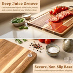 Acacia Wood XL Cutting Board for Kitchen, Large Cutting Board 17.1 × 12.8 - Image 6