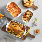 MALACASA Casserole Dishes for Oven, Ceramic Baking Dishes Set of 3, Rectangular - Image 5