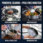 Blue Diamond Hybrid Nonstick Stainless Steel 16 Piece Cookware Set, Tri-Ply - Image 4