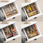 KITEISCAT Acacia Wood Silverware Organizer, Kitchen Utensil Drawer Organizer - Image 7