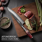 Japanese Chef Knife, 8 Inch VG10 Damascus Kitchen Knife, Professional Black - Image 7