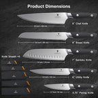 10 PCS Knife Set with Knife Sheath, Japanese Kitchen Knife Set with 5 Layers - Image 7