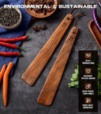 12 inch Teak Wooden Spatula for Cooking, Small Wood Flipper, Egg Scraper - Image 2