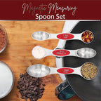 Magnetic Measuring Spoons Set of 9 Stainless Steel Dual-Sided Stackable - Image 8