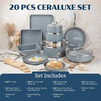 Granitestone Ceraluxe 20 Pc Ceramic Cookware Set Nonstick, Complete Pots and - Image 2