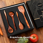 Mooues Wooden Spoons for Cooking, Wooden Utensils for Cooking Natural Teak - Image 3