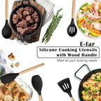 E-far Silicone Cooking Utensils Set, 5-Piece Black Kitchen Utensils Set - Image 6
