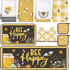 Fourluoo 10 Pcs Bee Themed Kitchen Decor Set Dish Towels Kitchen Rugs Oven by Fourluoo