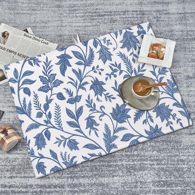 Blue Floral Print Dish Drying Mats - Image 8