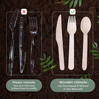 PURPLECLAY Wooden Disposable Utensils Set, Plastic-Free Cutlery - Image 3
