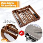 Bellsal Acacia Silverware Organizer Kitchen Drawer Organizer Expandable Bamboo - Image 5