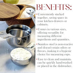 Bellemain One-Piece Stainless Steel Measuring Cups Set of 6 – Nesting Metal - Image 3