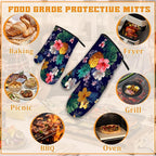 Palm Leaf Tropical Oven Mitts and Pot Holders, Pineapple Hibiscus Heat - Image 5