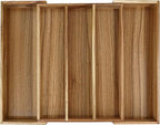 EcoFives Luxury Acacia Silverware Organizer -Kitchen Drawer Organizer - Image 8