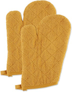 DII Basic Terry Collection 100% Cotton Quilted, Oven Mitt, Honey Gold, 2 Piece by DII