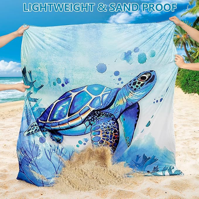 WIWIGO Beach Blanket Waterproof Sandproof Beach Mat 79" X 83"/10'x9'for 2-8 - Image 2