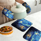 Starry Night Oven Mitts and Pot Holders Set of 4, Heat Resistant Non Slip - Image 7