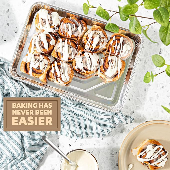 PLASTICPRO Aluminum Pans 10 Pack Disposable Cookie Sheets 9'' x 13'' Baking - Image 4