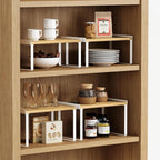 Goozii Kitchen Cabinet Organizer Set of 4, Desk Shelf Riser, Stackable Cabinet - Image 4