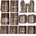 12 Pcs Farmhouse Kitchen Oven Mitts and Pot Holders Decor Sets 4 Wood Kitchen by Bencailor