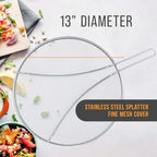 U.S. Kitchen Supply Stainless Steel Splatter Guard 13" Fine Mesh Cover - Image 2