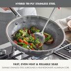 GreenPan Hybrid 11” Nonstick Stainless Steel Wok Pan, APEX Tri-Ply Thermobond - Image 5