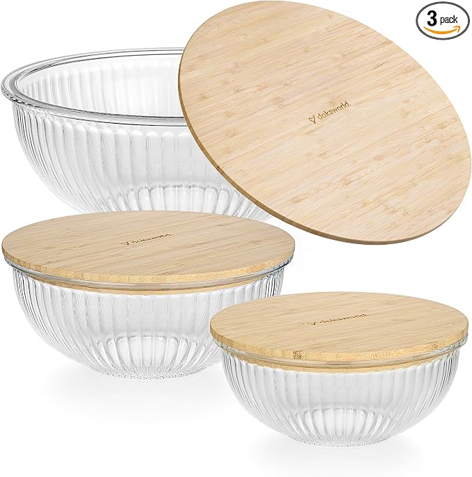 Stackable Space-Saving Nesting Set of 3 Glass Bowls by Dokaworld