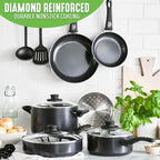 GreenLife Soft Grip Healthy Ceramic Nonstick 12 Piece Kitchen Cookware Pots and - Image 6