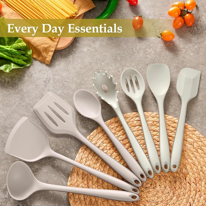 LIANYU 8Pcs Kitchen Utensils Set, Silicone Cooking Utensils Spatula Set - Image 4