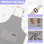 2 Pack Stripes Kids Apron, Kids Cooking Aprons - Image 3
