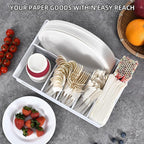 VIKEYHOME Paper Plate Organizer, Metal Silverware Caddy - Image 6