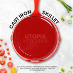 Utopia Kitchen Cast iron Skillets 3 Piece Set, Chefs Pan, Pre Seasoned Cast - Image 3
