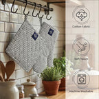 Encasa XO Heat Resistant 100% Cotton Oven Glove & Potholder Set - Image 3