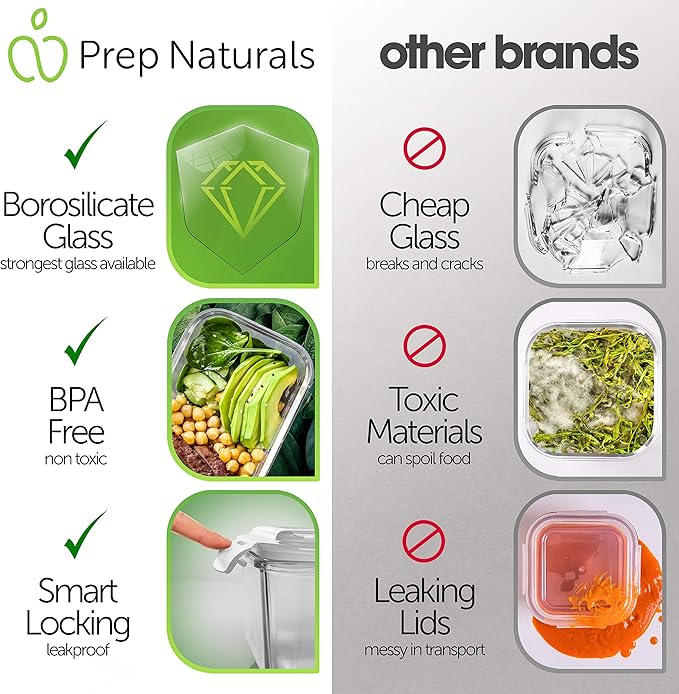 Prep Naturals Glass Meal Prep Containers - Image 4