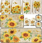 Fourluoo 10 Pcs Sunflower Kitchen Dish Towels Rugs Oven Mitts and Pot Holders by Fourluoo